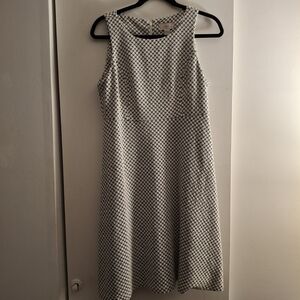 LOFT Black and White Halter Sheath Sleeveless Midi Dress